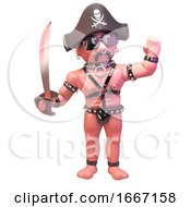 3d Fetish Gay Leather Man Dressed As A Pirate With Cutlass 3d Illustration