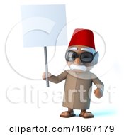3d Moroccan Holding A Placard