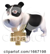 3d Cute Puppy Dog Holding A Gold Yen Or Yuan Currency Symbol In Its Mouth 3d Illustration by Steve Young