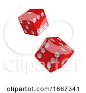 3d Two Red Dice Falling