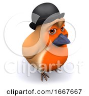 3d Seasonal Christmas Robin Wearing A Bowler Hat by Steve Young