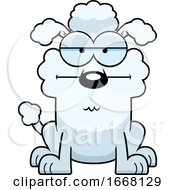 Poster, Art Print Of Cartoon Bored White Poodle Dog