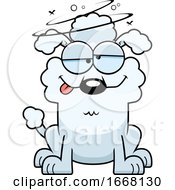 Poster, Art Print Of Cartoon Drunk White Poodle Dog
