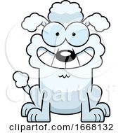 Poster, Art Print Of Cartoon Grinning White Poodle Dog