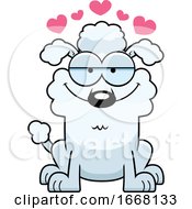 Poster, Art Print Of Cartoon White Poodle Dog In Love
