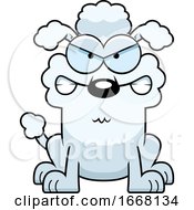 Poster, Art Print Of Cartoon Mad White Poodle Dog