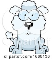 Cartoon Surprised White Poodle Dog