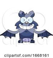Poster, Art Print Of Cartoon Grinning Flying Bat
