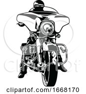 Poster, Art Print Of Black And White Motorcyclist