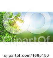 Poster, Art Print Of 3d Leaves Against A Defocussed Landscape Background