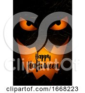 Poster, Art Print Of Grunge Halloween Background With Spooky Pumpkin Face