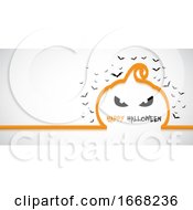 Poster, Art Print Of Simple Halloween Banner With Pumpkin Outline
