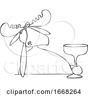 Depressed Moose Holding A Cocktail