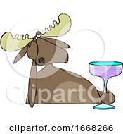 Poster, Art Print Of Depressed Moose Holding A Cocktail