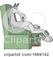 Poster, Art Print Of Cartoon Horse Sleeping In A Reclining Chair