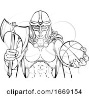 Poster, Art Print Of Viking Celtic Knight Basketball Warrior Woman