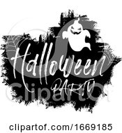 Poster, Art Print Of Black And White Grunge Halloween Party Ghost Design