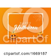 Poster, Art Print Of Halloween Background With Pumpkins On A White Frame