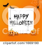 Poster, Art Print Of Halloween Background With White Space For Text And Pumpkins