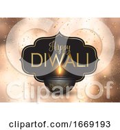 Poster, Art Print Of Happy Diwali Background With Gold Confetti