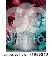 Poster, Art Print Of 3d Male Head On A Medical Background With Virus Cells And Dna Strands