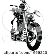 Poster, Art Print Of Grayscale Motorcyclist