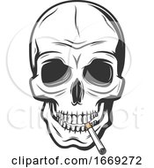Poster, Art Print Of Skull Smoking A Cigarette