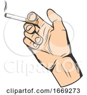 Poster, Art Print Of Hand Holding A Cigarette