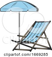 Poster, Art Print Of Beach Chair And Umbrella