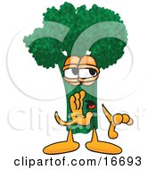 Clipart Picture Of A Green Broccoli Food Mascot Cartoon Character Whispering