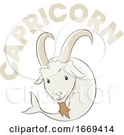 Poster, Art Print Of Colorful Cartoon Of Capricorn Zodiac Sign