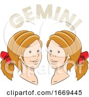 Poster, Art Print Of Gemini Twin Girls Horoscope Zodiac Astrology
