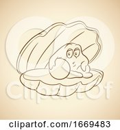 Poster, Art Print Of Cartoon Shell And Pearl