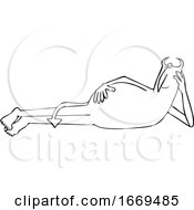 Poster, Art Print Of Cartoon Devil Laying On His Side
