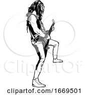 Poster, Art Print Of Black And White Guitarist