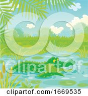 Poster, Art Print Of Alligator In A Pond