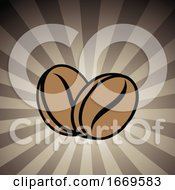 Poster, Art Print Of Coffee Beans Over Rays