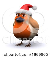 3d Robin Wears A Santa Claus Hat by Steve Young
