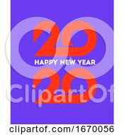 Poster, Art Print Of Happy New Year 2020 Logo Design With Orange Geometric Numbers On Purple Background Modern Vector Illustration For Business Diary Cover Calendar Or Flyer