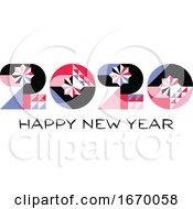 Poster, Art Print Of Happy New Year 2020 Logo With Multicolored Geometric Numbers With Abstract Design Elements On White Background Modern Vector Illustration For Printed Matter Or Web Design