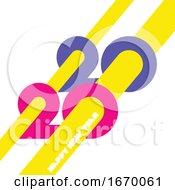 Poster, Art Print Of Happy New Year 2020 Logo Design With Colorful Geometric Numbers And Yellow Abstract Beams On White Background Modern Vector Illustration For Printed Matter Or Web Design