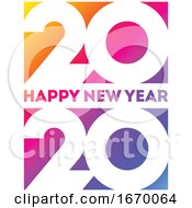 Poster, Art Print Of Happy New Year 2020 Logo Design With White Elegant Numbers On Background Of Vivid Rainbow Gradient Modern Vector Illustration For Business Diary Cover Calendar Flyer Or Banner