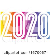 Poster, Art Print Of 2020 New Year Logo Design With Elegant Condensed Numbers On Background Of Vivid Rainbow Gradient Modern Vector Illustration For Greeting Card Holiday Calendar Book Or Brochure