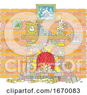 Poster, Art Print Of Blazing Fireplace