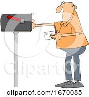 Poster, Art Print Of Cartoon Man Putting A Letter In A Mailbox