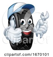 Poster, Art Print Of Tyre Cartoon Car Mechanic Service Mascot
