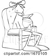 Poster, Art Print Of Cartoon Moose Sitting In A Chair And Eating Chips
