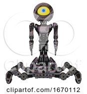 Poster, Art Print Of Bot Containing Giant Eyeball Head Design And Light Chest Exoshielding And Ultralight Chest Exosuit And Insect Walker Legs Sketch Pad Wet Ink Smudge Front View