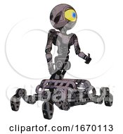 Poster, Art Print Of Bot Containing Giant Eyeball Head Design And Light Chest Exoshielding And Ultralight Chest Exosuit And Insect Walker Legs Sketch Pad Wet Ink Smudge Facing Left View