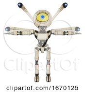 Cyborg Containing Giant Eyeball Head Design And Light Chest Exoshielding And Ultralight Chest Exosuit And Blue Eye Cam Cable Tentacles And Ultralight Foot Exosuit Off White Toon T Pose